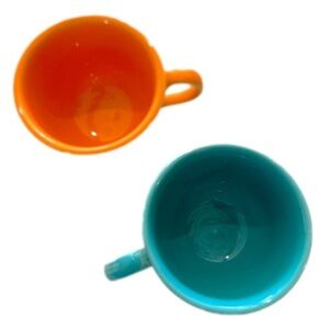 Set of 2 Fiestaware 8oz Handled Coffee/TeaCups Orange Turquoise Homer Mug